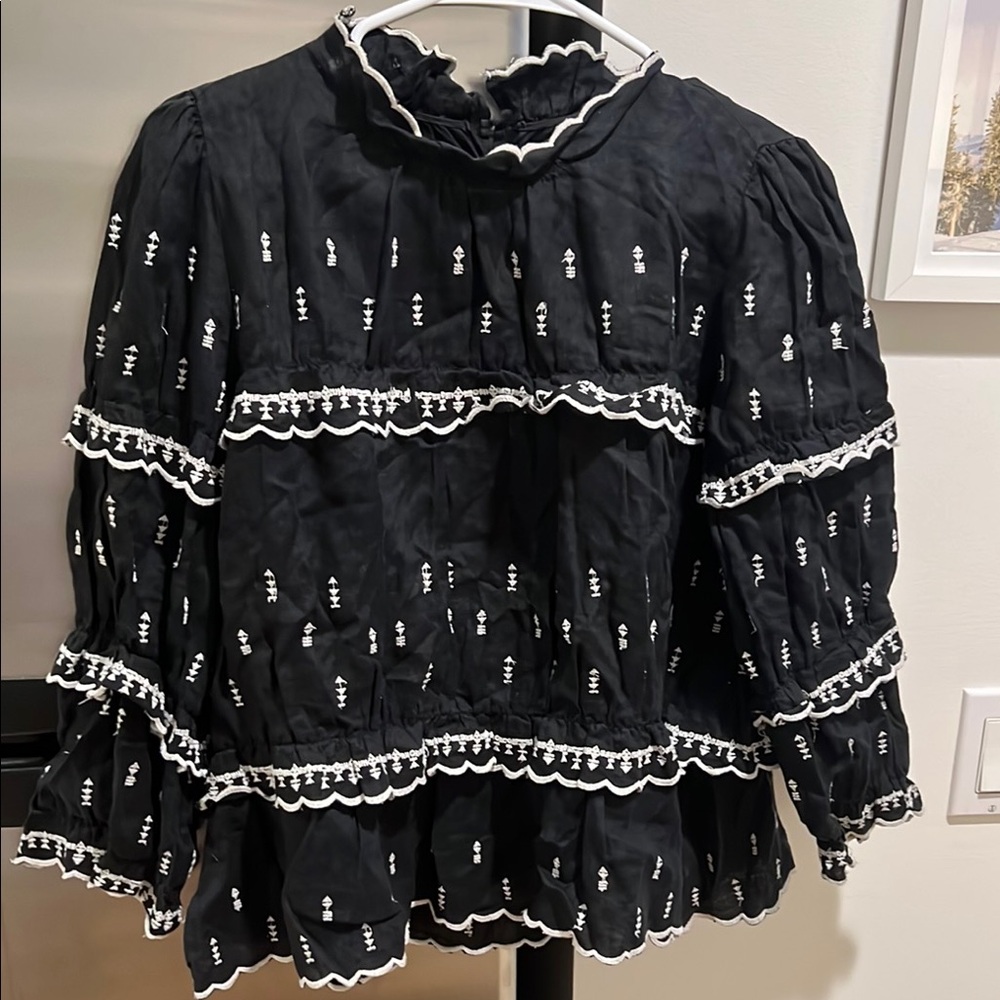 Isabel Marant Etoile Black Embroidered Women's Top 34